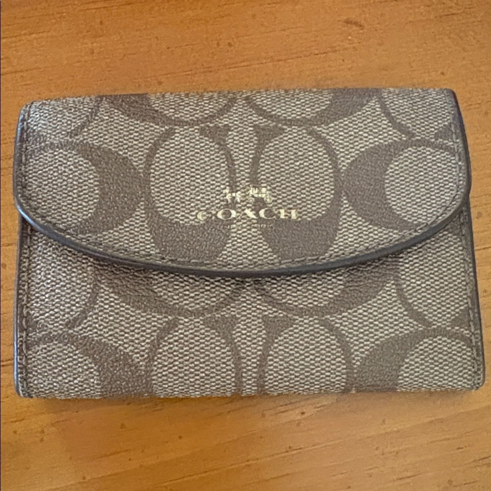 Coach Mini Skinny key case holder Signature Canvas gold tan brown rehab